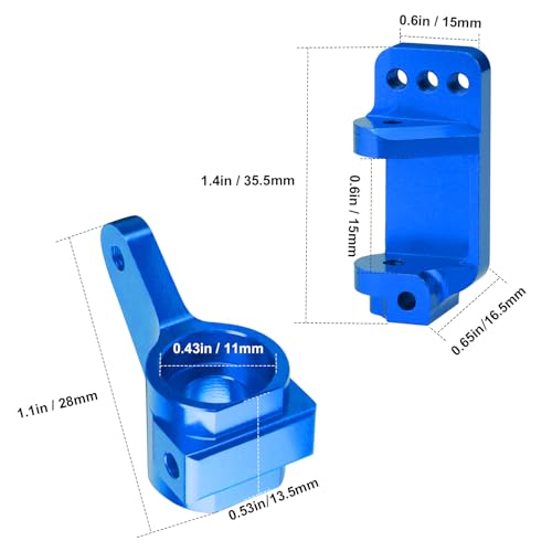Hobbypark Aluminum Caster Blocks C-Hubs & Steering Blocks Knuckles for Traxxas 1/10 2WD Slash, Rustler, Stampede, Nitro Slash, Replace 3632 3736 (Navy Blue) - color: Navy Blue