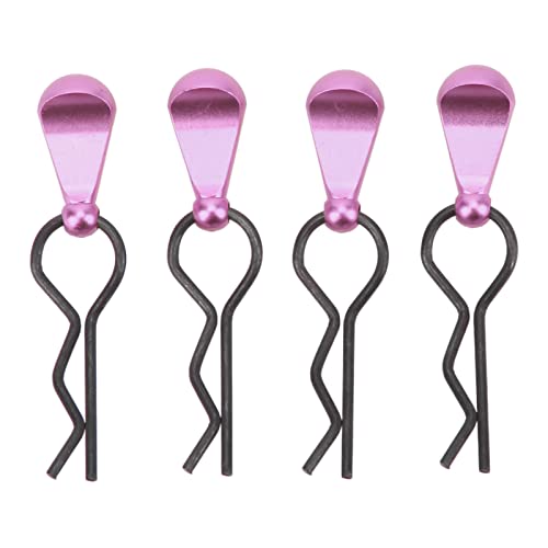 4pcs RC Body Clips R Pins Stainless Steel R Clips with Aluminium Alloy Pull Tabs for 1/8 1/10 RC Car (Purple) - color: Purple