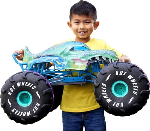 Hot Wheels RC Monster Trucks Mega-Wrex in 1:6th Scale, Extra Large Remote-Control Toy Truck, More Than 2ft Long - color: Multicolor