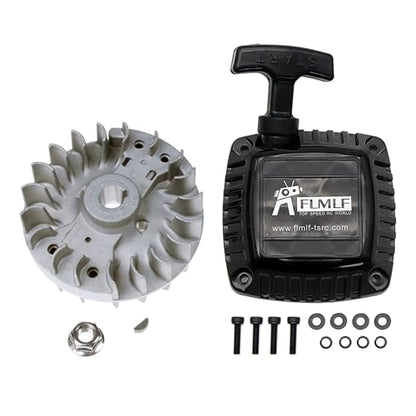 FLMLF Pull Starter (Metal Claw Centered) and Flywheel Kit | for Zenoah CY 23cc~36cc Engine for 1/5 HPI ROVAN KM BAJA LT FG DBXL GoPed RedCat Rc Car Parts - style: Metal Claw