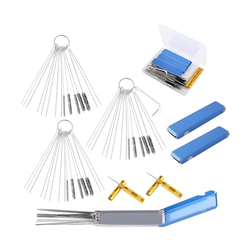 Car Carburetor Cleaner Kit, Carbon Dirt Torch Tip Cleaner Set with 15 Nylon Brushes 30 Cleaning Needles 1 Hex Wrench, Carb Carburetor Clean Tool, Suitable for Carb Spray Gun