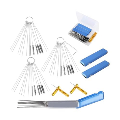 Car Carburetor Cleaner Kit, Carbon Dirt Torch Tip Cleaner Set with 15 Nylon Brushes 30 Cleaning Needles 1 Hex Wrench, Carb Carburetor Clean Tool, Suitable for Carb Spray Gun