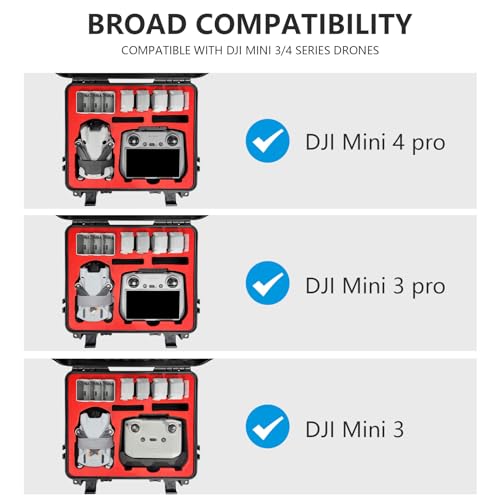 FPVtosky Mini 4 Pro Hard Case for DJI Mini 4 Pro/Mini 3 pro, Waterproof Case for Mavic mini 4 pro with DJI RC/DJI RC 2 Controller, Travel Case for DJI Mini 4 Pro/Mini 3 Pro Accessories