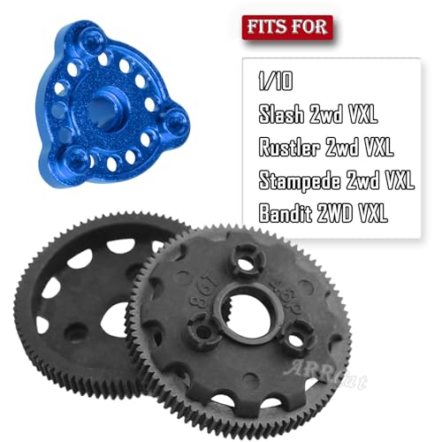 86T 48P Spur Gear with 19T 21T 23T Pinions Gear & Slipper Clutch Upgrades Part for 1/10 Slash Rustler Stampede Bandit 2WD VXL,86T Spur Gear,Navy Blue - color: Navy Blue - (86T)