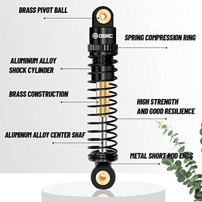 OGRC 42mm RC Shocks Absorber Aluminum Shock Damper for SCX24 1/24 Crawler | Threaded Double Barrel Shocks, for SCX24 AX24 1/24 RC Crawler - color: Black
