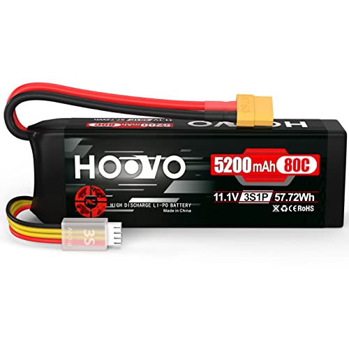 HOOVO 11.1V 3S LiPo Battery 5200mAh 80C Softcase RC Battery XT60 Plug | for RC Car RC Truck Airplane Helicopter Boat Racing RC Hobby