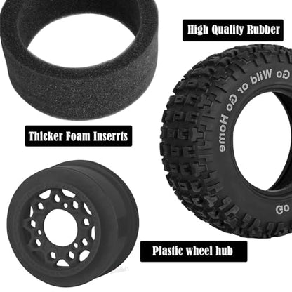 RC Truck Wheels Tires 12mm/14mm/17mm Hex for 1/10 Arrm a Senton/Slash 2WD 4WD 4×4/Axia1/Redca t/Rc4w d,w/Detachable Replace Running on Off-Road Tire RC Wheel Hex,Wheels and Tires,Black - color: Black- (Wheel Tires)