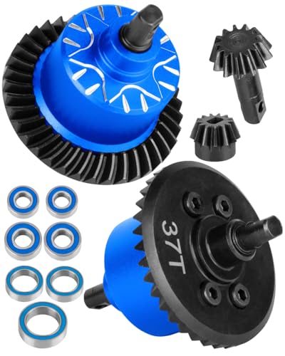 RC Diff Gear 37T Upgrades Part for 1/10 Slash 4X4 VXL/Rustler 4X4 VXL/Stampede 4X4 VXL/Hoss 4X4 VXL/XO-1,Front Rear Differential Hop Ups,Navy Blue - color: Navy Blue-(upgrades Part）