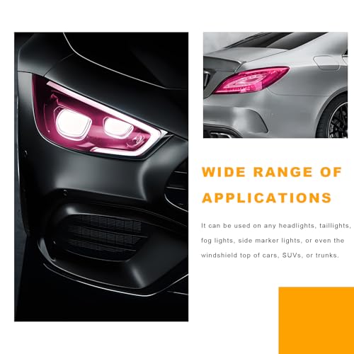 Car Headlight Vinyl Film, 48"×11.8" Self-Adhesive Car Headlight Tint Sticker with Squeegee & Cutter, Waterproof Wrap Film Roll for Vehicle Headlights Taillights Fog Lights (Pink) - color: Pink