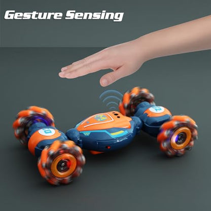 Gesture Sensing RC Stunt Car - Boys Girls Toys Age 6-8-12, 4WD Hand Controlled Remote Control Twist Car with Light & Music,Cool Birthday presents and Ideas Gifts for Kids Age 6 7 8 9 10 11 12 YearsOld | with Light & Music, Boys Girls Toys Age 6-8-12，Cool