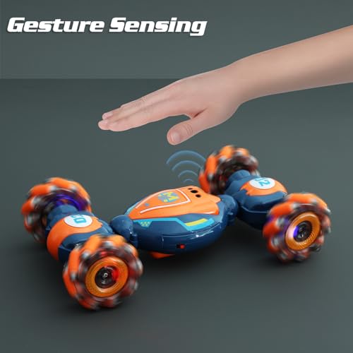 Gesture Sensing RC Stunt Car - Boys Girls Toys Age 6-8-12, 4WD Hand Controlled Remote Control Twist Car with Light & Music,Cool Birthday presents and Ideas Gifts for Kids Age 6 7 8 9 10 11 12 YearsOld | with Light & Music, Boys Girls Toys Age 6-8-12，Cool