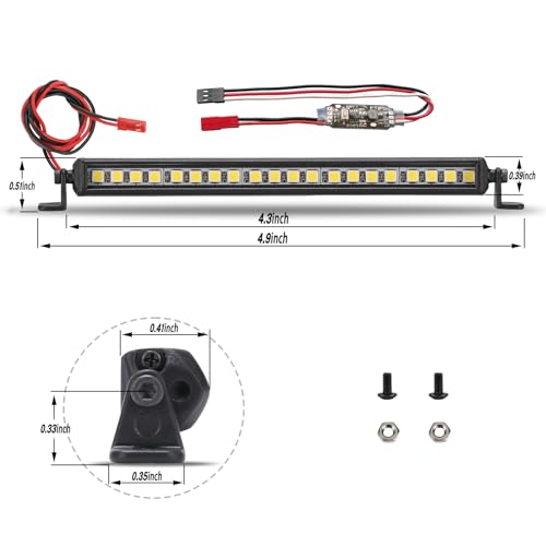 Freshion RC Light Bar 20 LED 4.3 Inch Aluminum RC Lights RC Crawler Accessories for Axial SCX10 Traxxas TRX-4 TRX4M Arrma Senton Redcat GEN7 1/10 1/18 rc Light kit