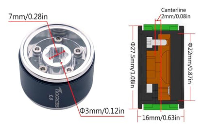 RC 1.0 Beadlock Wheels Offsets -2 Aluminum Rims for AX24 1/18 TRX4M All 1/24 Scale SCX24 Deadbolt RC Crawler Car Wheels Upgrades 4Pc (Silver) - color: Silver