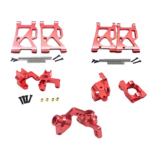 5Pcs 14th RC Car Truck Parts Rear Hub Carriers Set Fits WLtoys 144001 - Upgrade Your Kit with Weight & Aluminum Construction - Perfect for DIY Enthusiasts and - Red, Red - color: Red