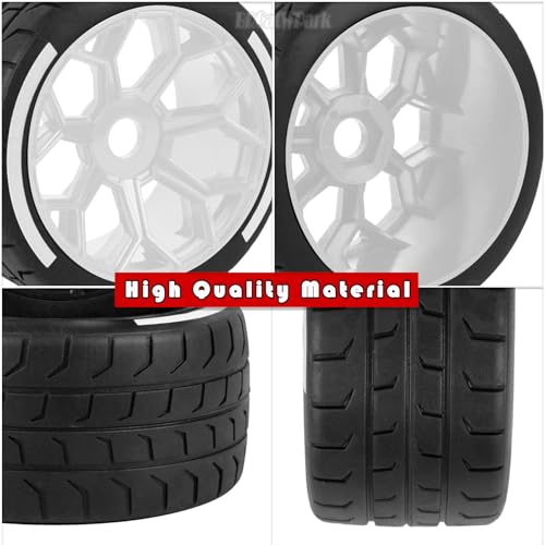 RC Highway Tires Wheel for 1/8 Typhon 6s BLX,1/7 Infraction 6S BLX,Limitless,4PCS RC Drift Tires Rubber RC Highway Wheel,White - color: White - (Highway Tires)