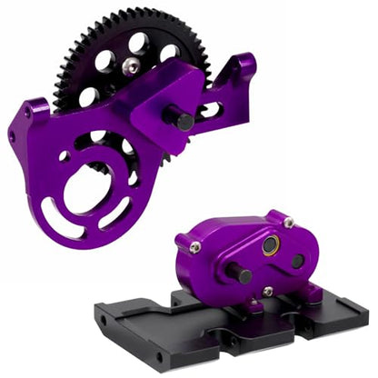 AMK 1/10 Transmission 30% OD Transfer Case Forward Motor Mount with Delrin Spur Gear for 1/10 RC Crawler Axial SCX10 II Element Enduro DIY LCG Chassis SCX10 Upgrades (Purple) - color: Purple