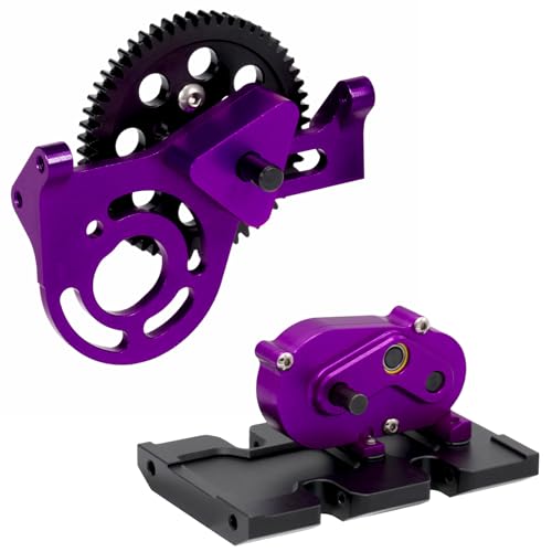 AMK 1/10 Transmission 30% OD Transfer Case Forward Motor Mount with Delrin Spur Gear for 1/10 RC Crawler Axial SCX10 II Element Enduro DIY LCG Chassis SCX10 Upgrades (Purple) - color: Purple