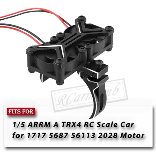 40mm Cooling Fan Upgrades Part for 1/5 ARRM A TRX4 RC Scale Car,Brushed Brushless 15000 RPM High Speed Cooling Fan Heatsink with 56-58mm Adjustable Mount for 1717 5687 56113 2028 Motor,Black - style: black(1.5w RPM)