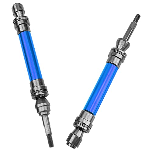 Front & Rear Universal Drive Shaft CVD w/Wheel Hex Hub Compatible with 1/10 Traxxas Slash VXL 4x4 /Stampede VXL 4X4/Hoss VXL 4X4 RC Car Upgrade Part (Blue) - color: Blue