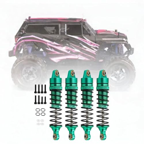 Yiju 4 Pieces Rc Car Shock Absorbers 1/18 Aluminum Alloy Crawler Car Kit Simple Install Suitable for 17665 D90 Model Cars DIY Hobby R, Green