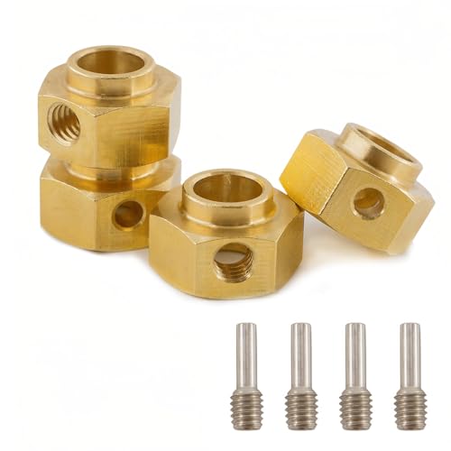 12mm Brass Wheel Hex Extension Adapters Compatible with TRX4 TRX6 1/10 RC Crawlers, Heavy Duty Wheel Hub Spacers, 4PCS (6mm)