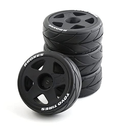 4PCS RC 1/10 On-Road Tires 65mm RC Rubber Tires w/Plastic Wheel Rim 12mm Hex Fit for 1/10 RC On-Road Rally Car HPI Tamiya TT01 TT02 Kyosho Wltoys 144001 - color: Black 2