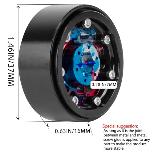for 1/24 1/18 SCX24 FCX24 TRX4M RC Crawler Car,1.3" RC Tires Wheel Rim,Aluminum RC Truck Tires Wheels Rims,1.3 Beadlock Wheel Rims Heavy Duty Rim (4PCS) Colour - color: 1.3-rim-colour