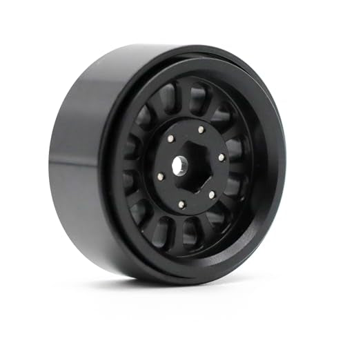 1.3” Brass Beadlock Wheels, -5.40mm Offset CNC 7 mm Hex Rims for 1/18 1/24 RC Crawler TRX4M, Axial SCX24 AX24, Redcat Ascent-18, FMS FCX24, 4 pcs, Matte Black - color: Matte-black