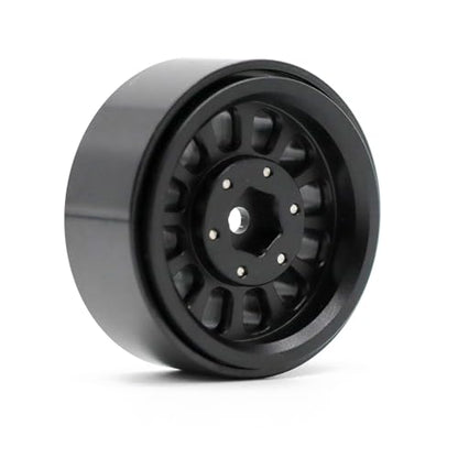 1.3” Brass Beadlock Wheels, -5.40mm Offset CNC 7 mm Hex Rims for 1/18 1/24 RC Crawler TRX4M, Axial SCX24 AX24, Redcat Ascent-18, FMS FCX24, 4 pcs, Matte Black - color: Matte-black