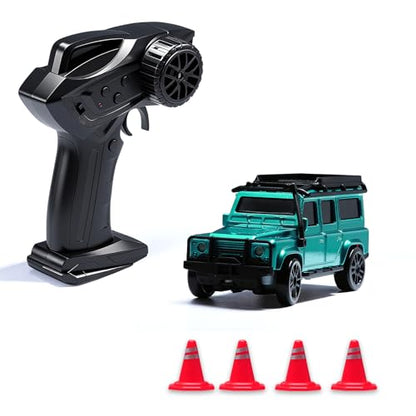1/64 Scale Desktop Drift RC Car,Mini RC Sports Car 2.4Ghz with Gyro Mini Drift Racing Remote Contrl Cars Model Toys Hobby Gift for Adults and Kid Children's (SUV-Green) - color: Suv-green