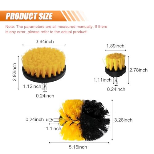 3PCS Car Detailing Drill Brush Set, Car Interior Power Scrubber Brush, Wheel Cleaner Drill Brush, Car Wash Cleaning Kit for Floor, Grout, Car Mats, Tub, Tile, Bathroom, Carpet (Yellow) - color: Yellow