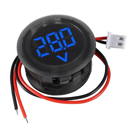 3pcs DC 4-100V LED Digital Display Circular Two-Wire Voltmeter DC Digital Voltmeter Head Display Reverse Connection Protection(Blue) - color: Blue
