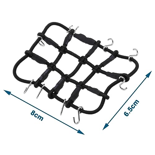 SING F LTD Remote Control Car Roof Cargo Net Compatible with Axial Gladiator Bronco 1/24 RC Crawler Elastic Car Accessories with Hooks 6.5 * 8CM, Black - color: Black