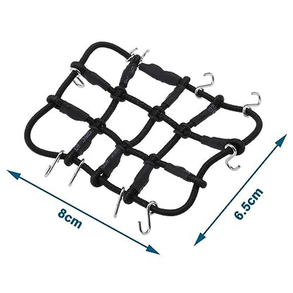 SING F LTD Remote Control Car Roof Cargo Net Compatible with Axial Gladiator Bronco 1/24 RC Crawler Elastic Car Accessories with Hooks 6.5 * 8CM, Black - color: Black