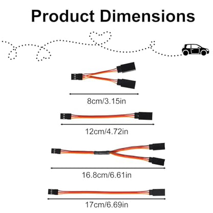 10pcs Servo Extension Cable & 6pcs Y Harness Splitter | 3.14in 6.69in Y Wire Harness Connector 4.72in 6.61in Male to Female for RC Car Drone Compatible with JR Futaba Spektrum - style: Style 2