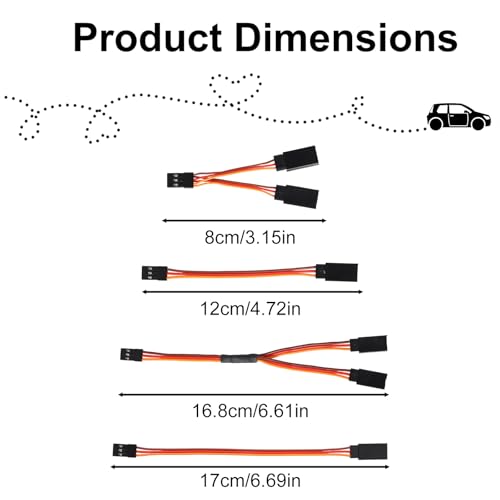 10pcs Servo Extension Cable & 6pcs Y Harness Splitter | 3.14in 6.69in Y Wire Harness Connector 4.72in 6.61in Male to Female for RC Car Drone Compatible with JR Futaba Spektrum - style: Style 2
