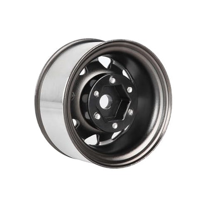 4PCS 1.55 inch Metal Beadlock Wheel Hub RC Car Aluminum Alloy Wheel Rim for 1/10 RC Crawler Car for Axial 90069 D90 TF2 Tamiya CC01 CC02 LC70 LC80 MST(Silver+Gray) - color: Silver+gray