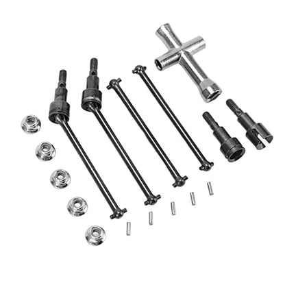 RC Car Driveshaft, Durable Steel CVD Front Rear Drive Shaft Set for 1/16 Scale RC Vehicles, for Off-Road Racing Hobbyists and Maintenance Enthusiasts