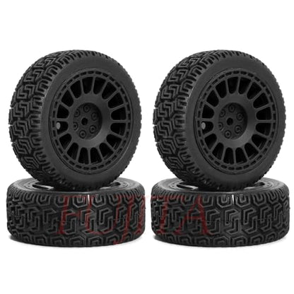 fujita 1/10 RC ON-Road Rubber Racing Tire Rim 68mm OD for 1:10 RC On-Road Touring Drift Car HSP Tamiya XV01 TT01 TT02 HPI Kyosho FAZER MK2（Black B） - color: Black B