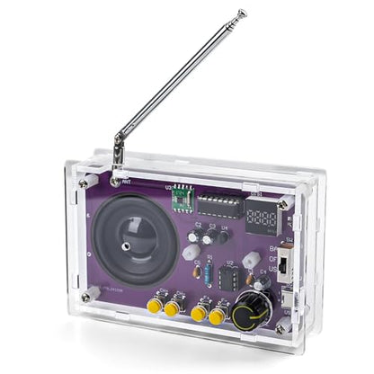 Radio with 2inch Speaker and Acrylic Case, DIY FM Radio Soldering Project, Electronic Soldering Practice Kit for High School STEM Education