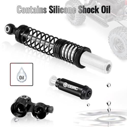 OGRC 100mm Piggyback RC Shock Absorber Oil Shocks for SCX10 TRX4 Upgrades | Aluminum, Double-cylinder, Long Travel, Adjustable Rebound, for 1/10 RC Crawler Car, Silver - color: Silver