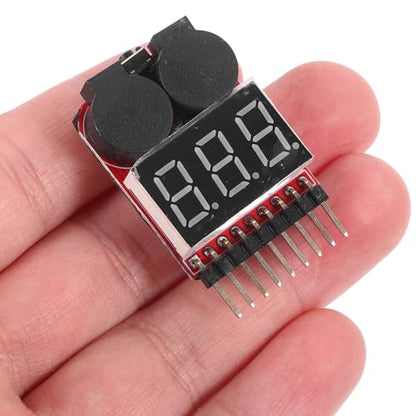2pcs Lipo Battery Voltage Tester with Low Voltage Warning Alarm Rc Battery Monitor Checker for Drone and Rc Enthusiasts