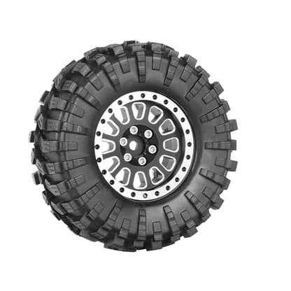 4PCS 1.3" Aluminum Alloy Beadlock Wheel Rims All-Terrain Tyre 70mm Rubber Tires Set with 5mm & 7mm Hex for 1/12 1/14 1/18 1/24 RC Rock Crawler Car Upgrade Parts (C-Black) - color: C-black