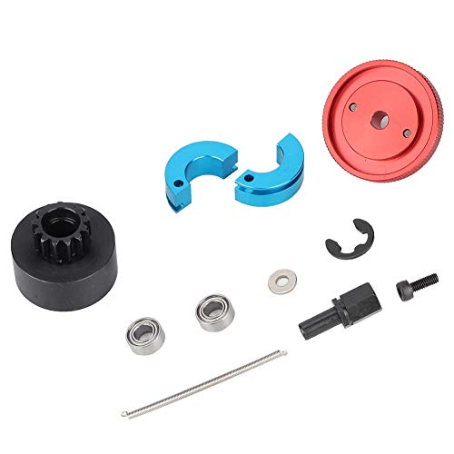 13T Flywheel Speed Clutch Variator Set with Bell Springs, Metal Clutch and Bearing Set for 1/10 RC Nitro Engine Cars, Buggy Truck Short Course Crawler (Red) - color: Red