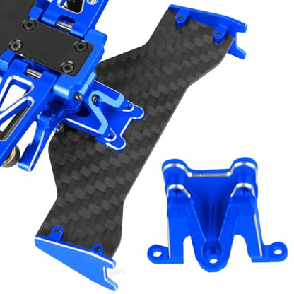 RC Carbon Fiber Tail Wing/Aluminum Wing Mount Upgrade Parts for 1/24 Micro-B 2S 2WD RTR Race Buggy（LOS00007,Navy Blue(LOS-1771,LOS-1770) - color: Navy Blue-(upgrades Part）
