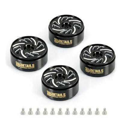Aluminum 0.7" Beadlock Wheel, Brass Outside Ring and Whee&Tire for SCX30 Cars 4pcs/Set (0.7" Wheel-Black) - color: 0.7" Wheel-black