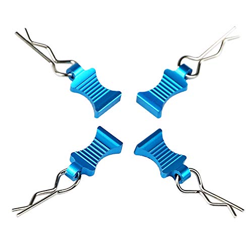 6Pack Vgoohobby RC Body Clips Pins with Fixing Bracket Aluminum Pull Tabs Mount Compatible with Redcat Traxxas Tamiya Axial SCX10 1/10 1/12 RC Scale Car Crawler (Blue)
