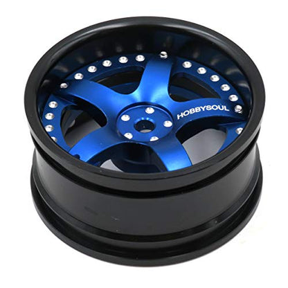 2pcs RC 1/10 Aluminum Alloy Wheel Rims Hex 12mm Adjustable Offset Black & Blue Color Fit 1:10 RC On Road Drift Touring Car Tires - color: Black & Blue