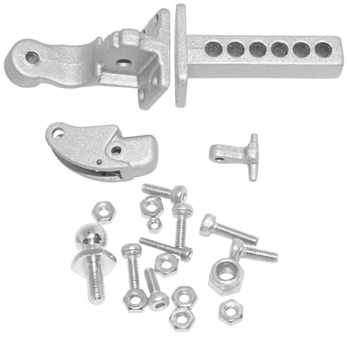 ShareGoo Metal Hitch Trailer Hook Simulation Climbing Tow Shackles Compatible with Traxxas TRX-4 90046 90047 SCX10 1:10 RC Crawler Car,Sliver