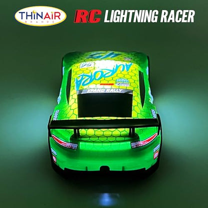 Nature Bound RC Lightning Racer - High-Speed, Light Up Chassis, Radio Controlled Race Car, 1:40 Scale, Blue (Green) - color: Green